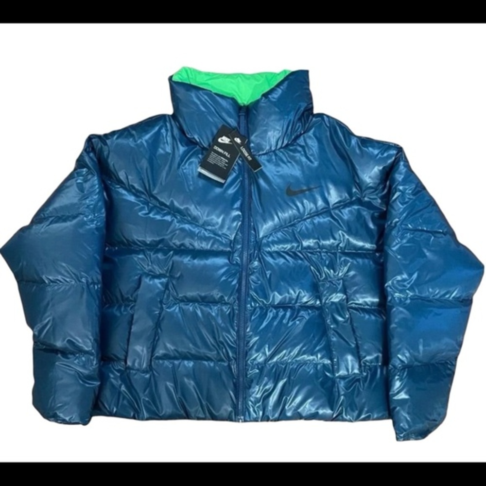 Nike NSW STMT Down-Fill Jacket Blue/Green-Black Women’s Size Medium See Descript